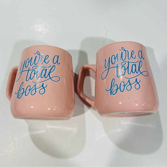 Austin & Ash Set of 2 “You’re a Total Boss” Pink Blue Coffee Mug - Picture 5 of 9